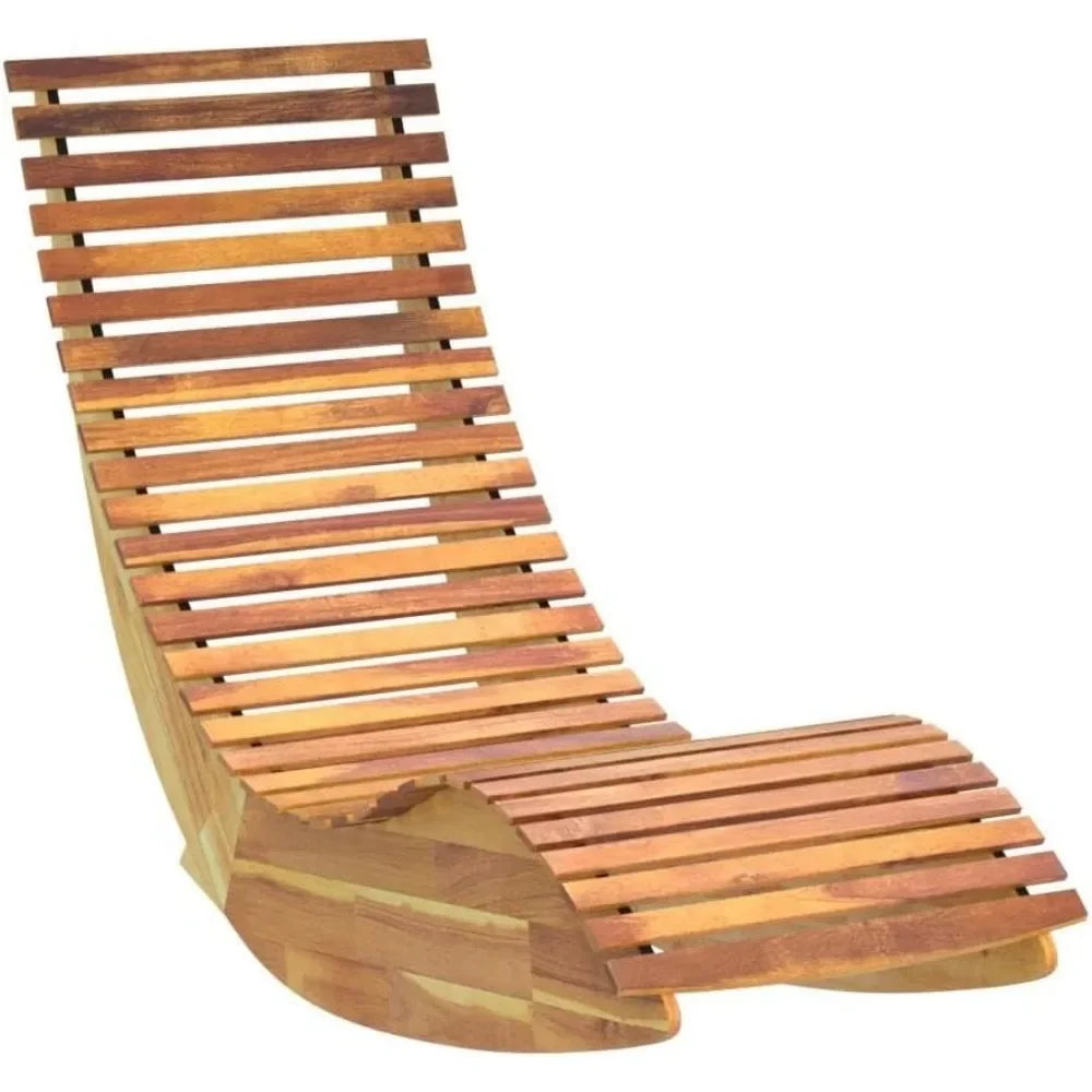 Swinging outdoor lounge chair made of acacia wood, with a 330 pound capacity wooden furniture