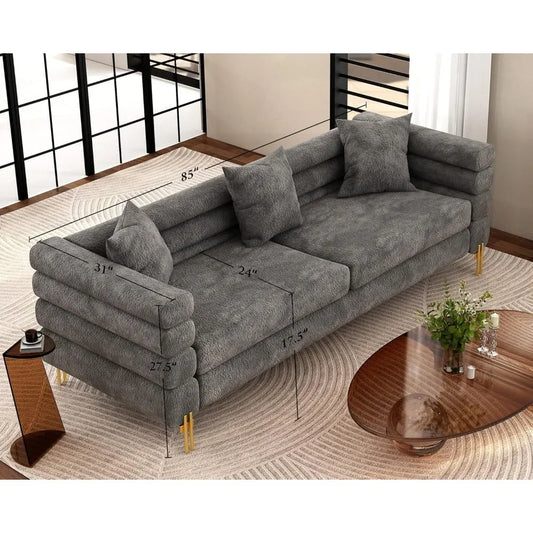 Oversized Sofa - 85 inch Sofas Couch, 3 Seater Comfy Deep Seat Sofa for Living Room ,Extra Deep Seat & Ergonomics Design- Grey