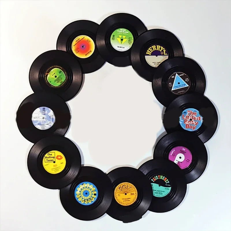 Anti-slip Retro Cup Mat Vinyl Record 4/6pcs Coasters Music Drink Holder Mug Table Placemat Heat-resistant Non Slip ROCKABILLY