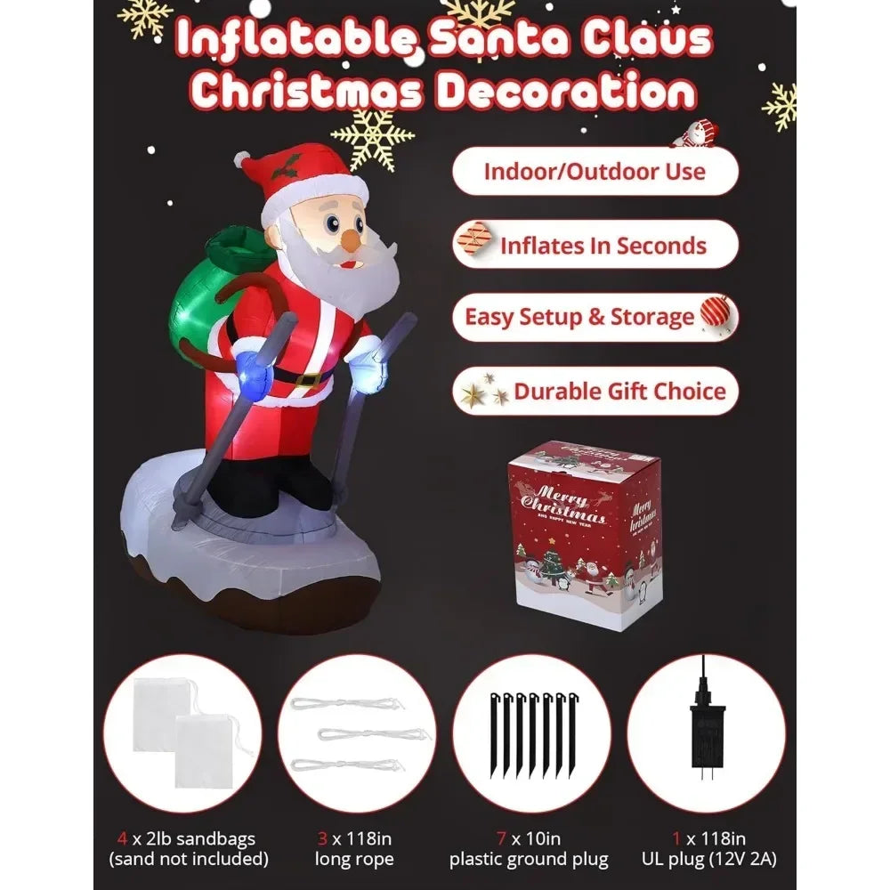 9.25 FT Outdoor Decoration, Giant Inflatable Toy Santa Claus with Gift Built-in LED Christmas Inflatable Toy Decoration