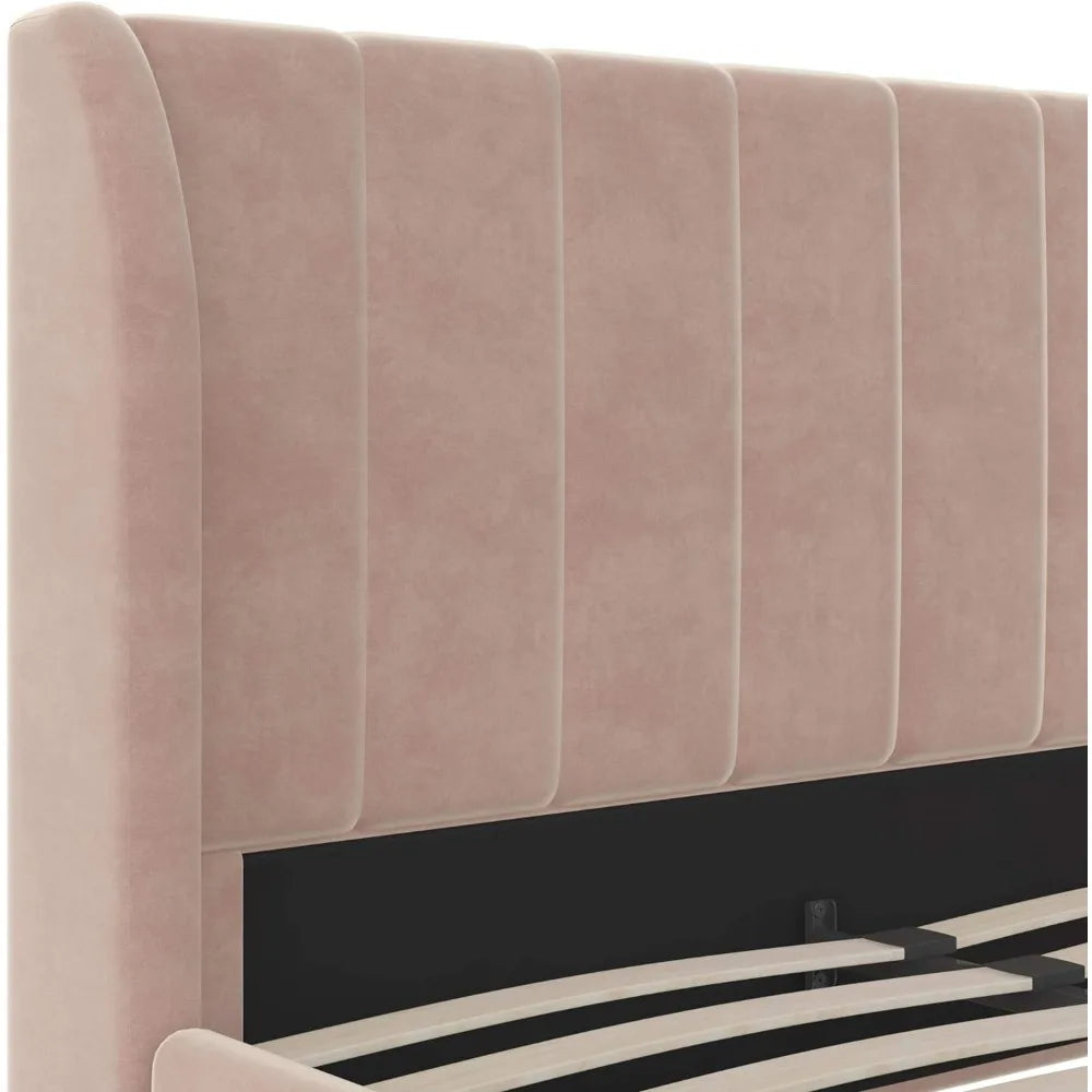 Valentina Upholstered Bed, Full, Pink