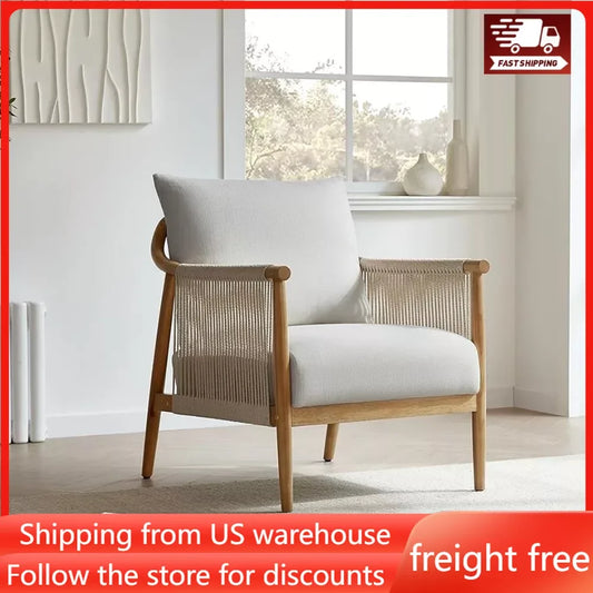 Braid Armchair Backrest Modern Accent Chair for Living Room Light Grey High Quality Decorative Armchair Furniture Home Chairs