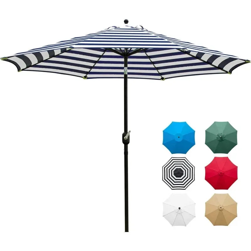 9' Patio Umbrella Outdoor Table Umbrella with 8 Sturdy Ribs (Black and White)