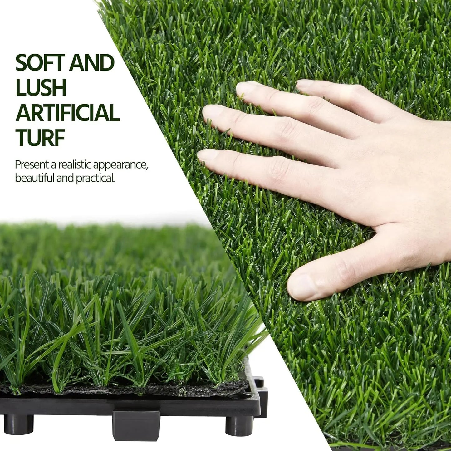 27PCS Turf Interlocking Deck Tiles Fake Grass Interlocking Carpet Tiles Grass for Indoor Outdoor