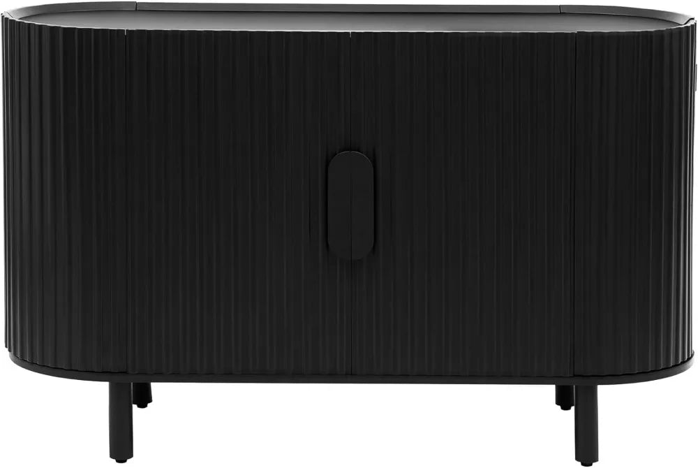 Curved Design Light Luxury Sideboard with Adjustable Shelves,Suitable for Living Room, Black