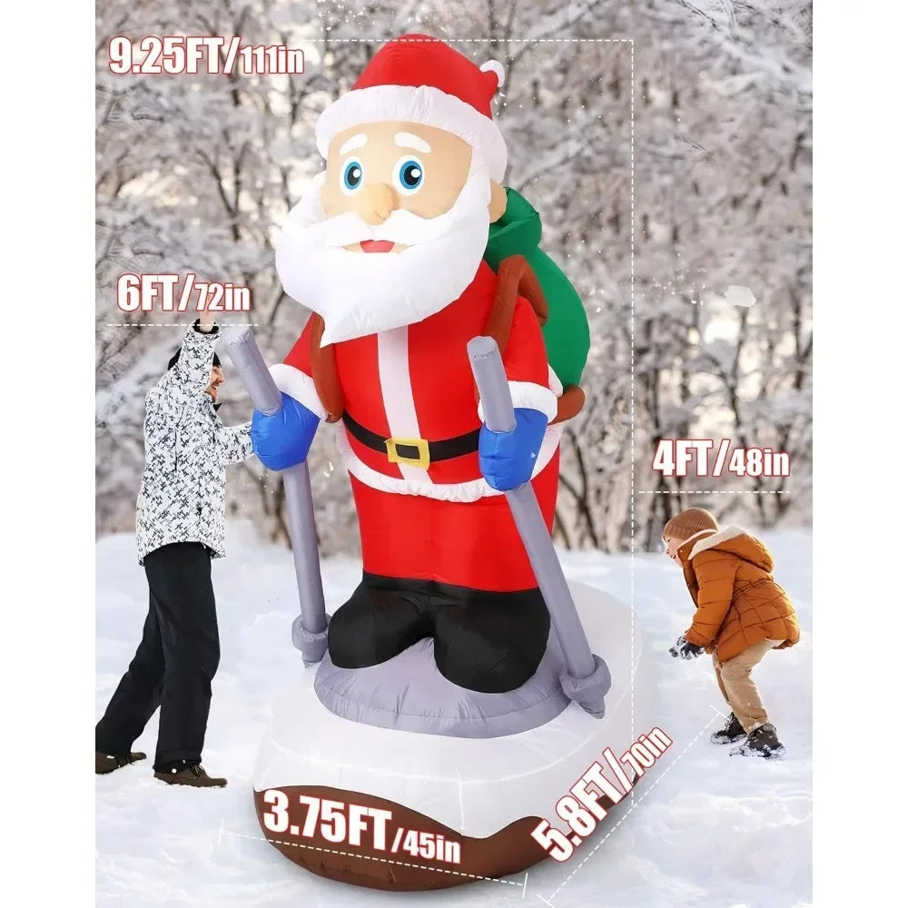 9.25 FT Outdoor Decoration, Giant Inflatable Toy Santa Claus with Gift Built-in LED Christmas Inflatable Toy Decoration