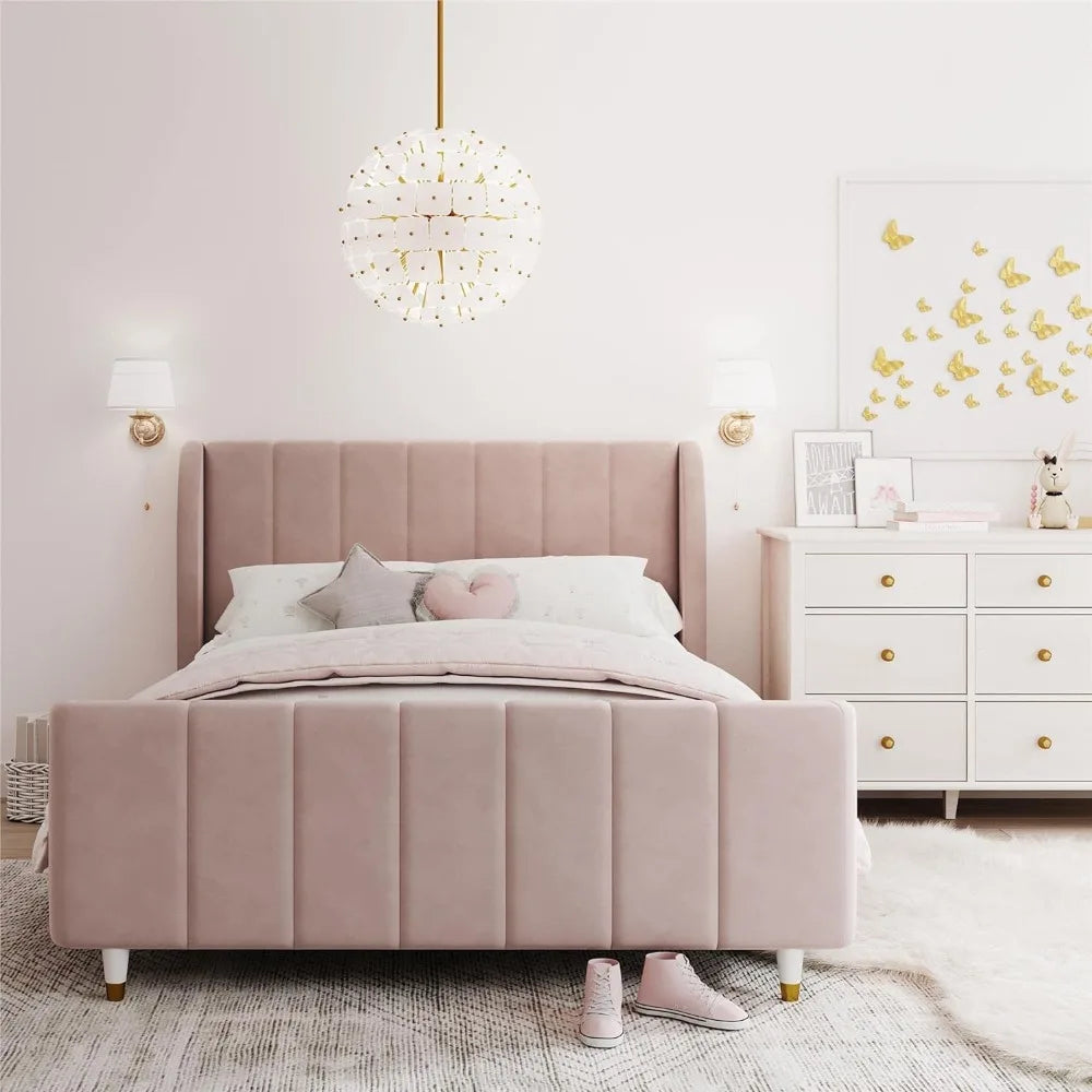 Valentina Upholstered Bed, Full, Pink