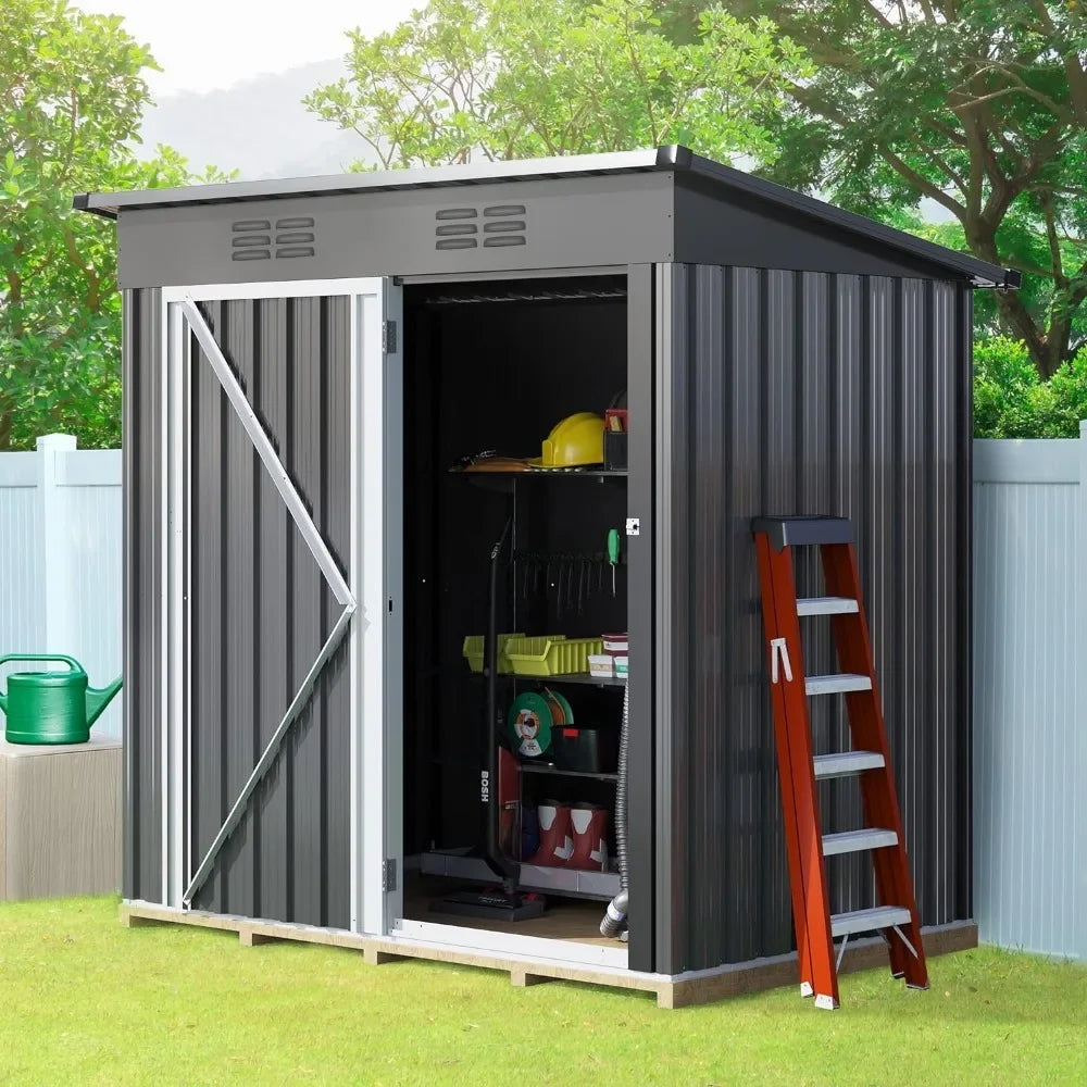 Outdoor Storage Shed 5x3FT, Heavy Duty Metal Tool Sheds Storage House with Lockable Door & Air Vent for Garden, Patio.