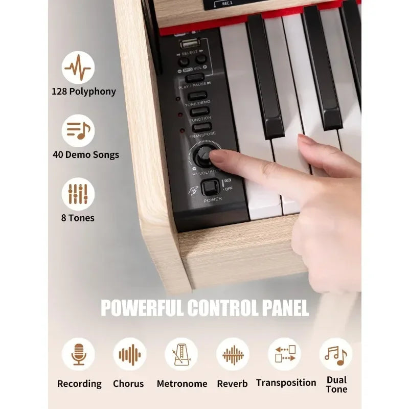 88 Key Weighted Home Digital Piano Wooden Desk Electric Piano Transforms Progressive Hammer-Action Keyboard Perfect Beginners