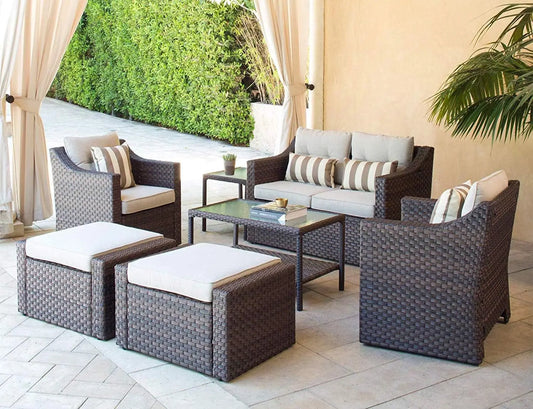 Patio Furniture Set Outdoor Conversation Set All Weather Wicker Furniture Sectional Sofa Set with Coffee Table