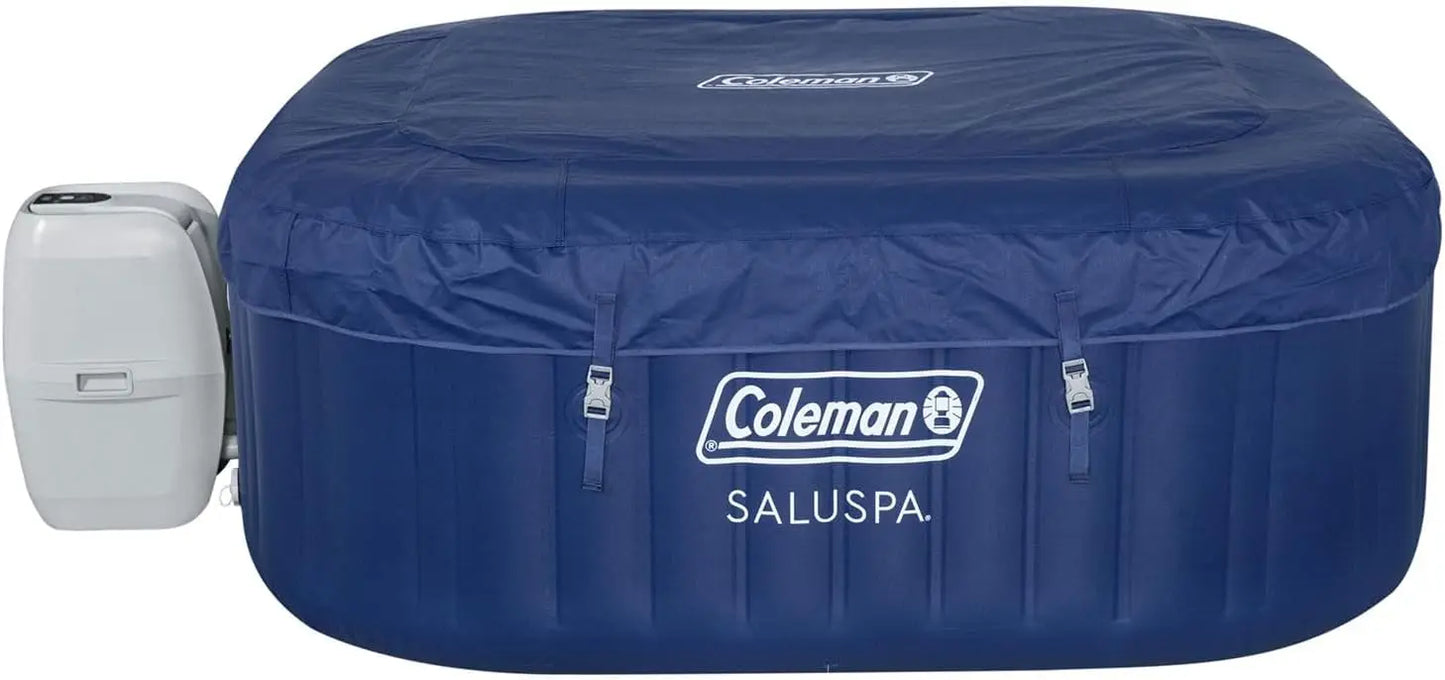 Coleman SaluSpa Atlantis AirJet 4 to 6 Person Inflatable Hot Tub Square Portable Outdoor Spa with 140 Soothing Jets with Cover