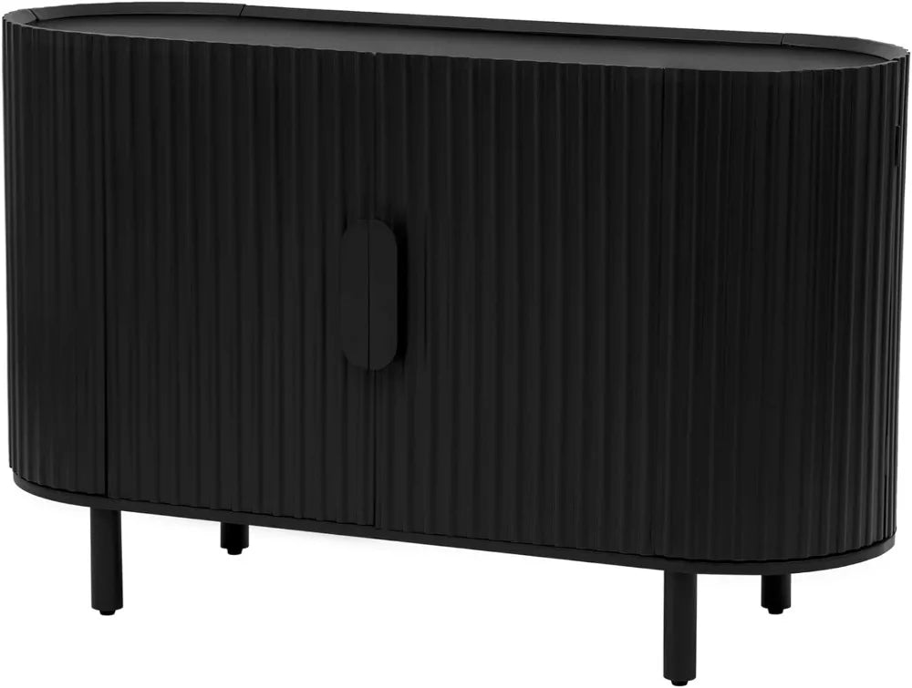 Curved Design Light Luxury Sideboard with Adjustable Shelves,Suitable for Living Room, Black