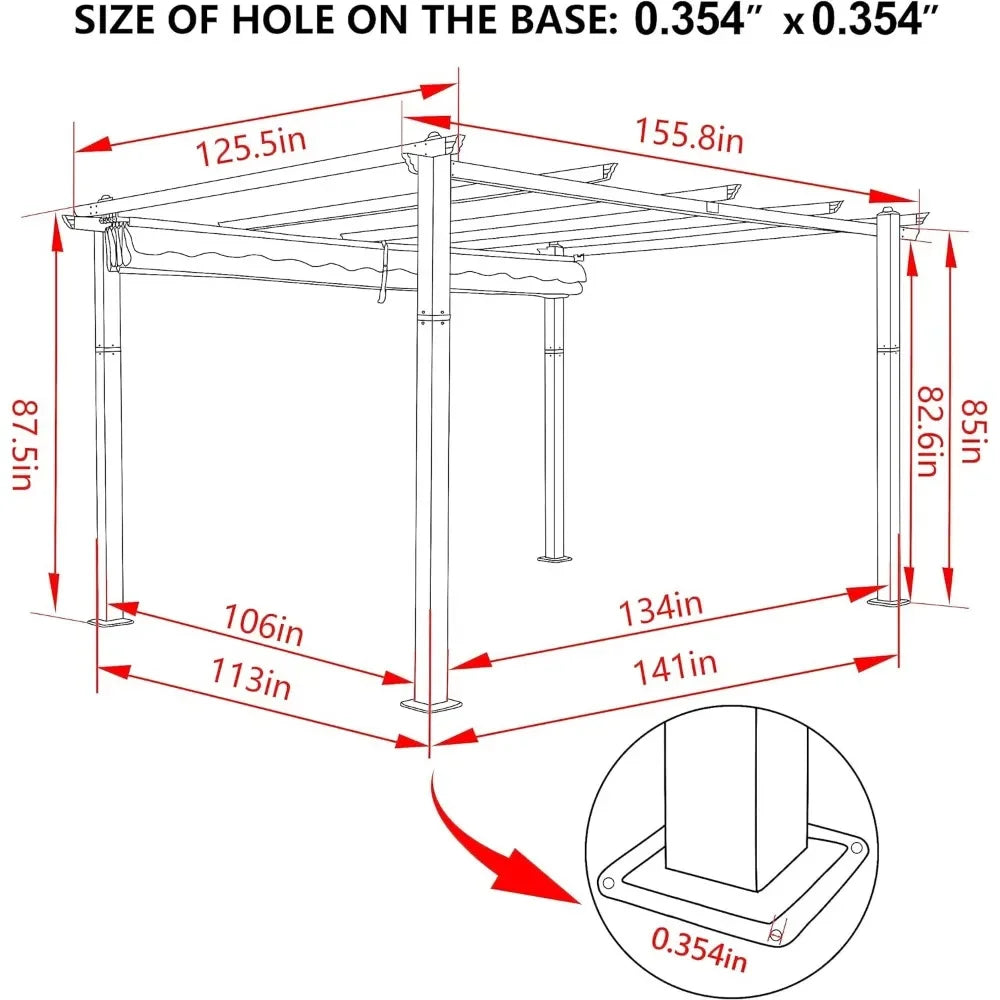 Outdoors Tents,13x10ft Pergola, Aluminum Pergola W/Thicker Post & Upgraded Retractable Pergola Canopy, Metal Pergolas