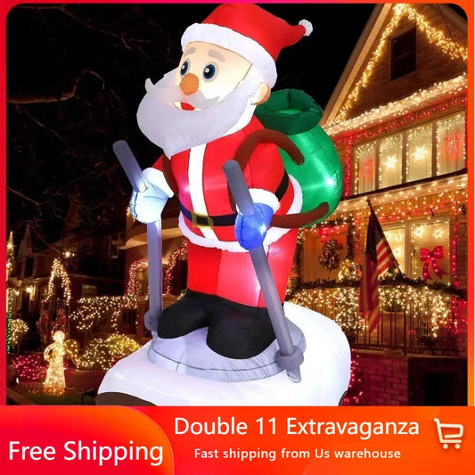 9.25 FT Outdoor Decoration, Giant Inflatable Toy Santa Claus with Gift Built-in LED Christmas Inflatable Toy Decoration