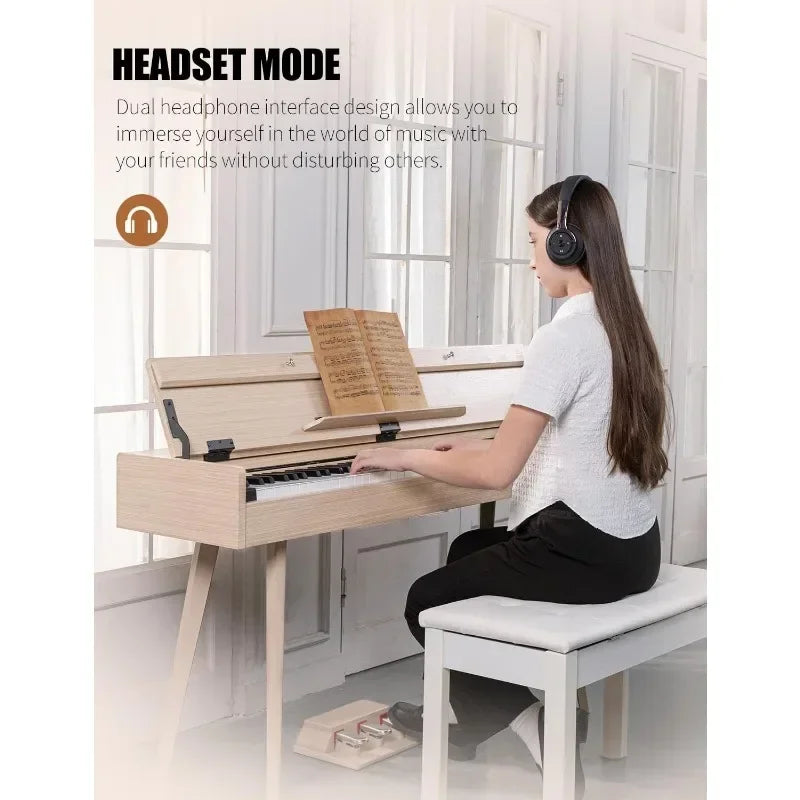 88 Key Weighted Home Digital Piano Wooden Desk Electric Piano Transforms Progressive Hammer-Action Keyboard Perfect Beginners