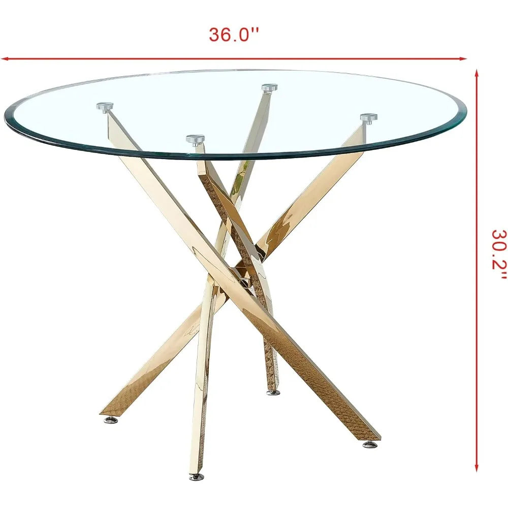 5 Piece Round Glass Table Table Set