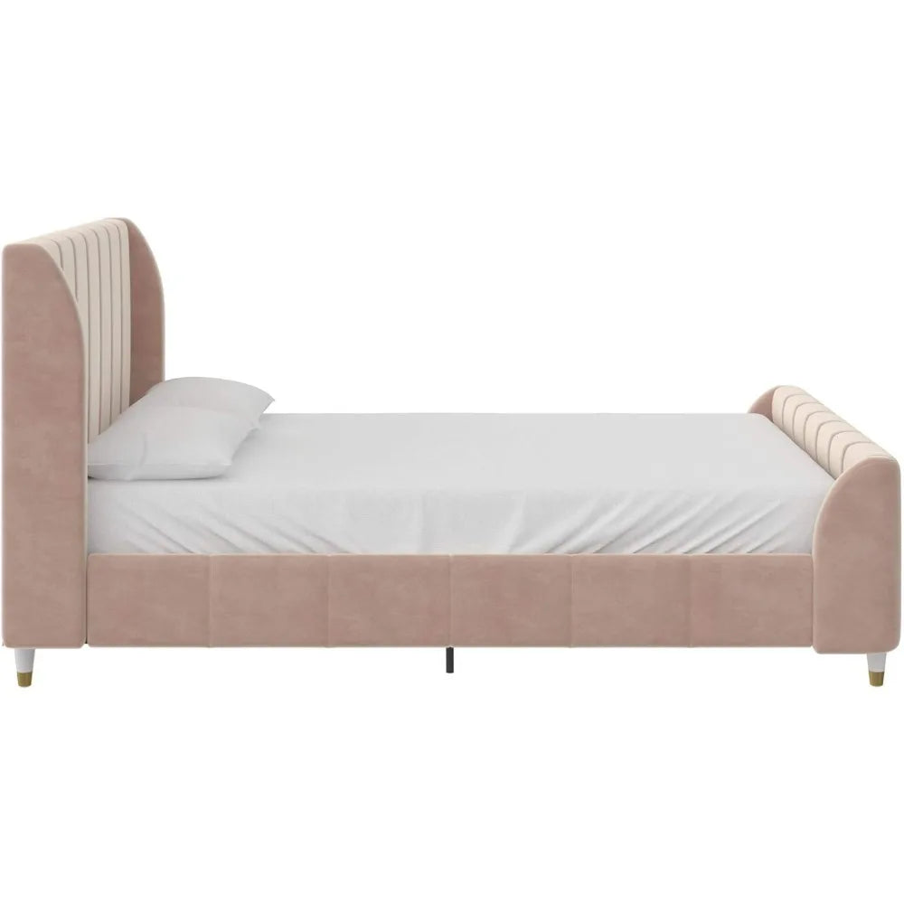 Valentina Upholstered Bed, Full, Pink