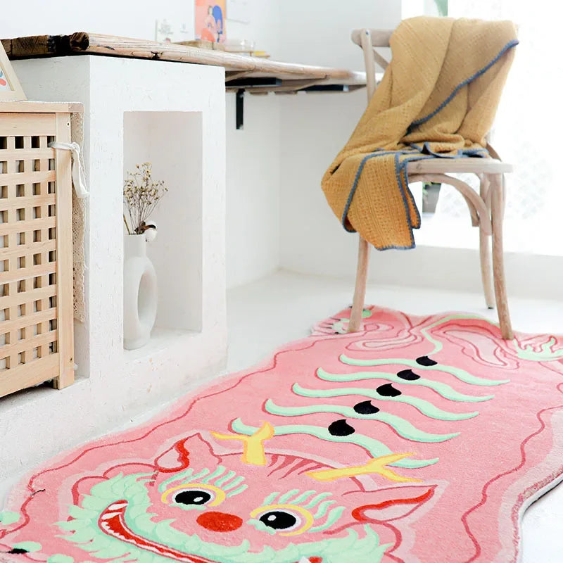 Pink Cute Dragon Rug Comfortable Soft Bedroom Bedside Rugs Creative Carpet Children's Room Carpet Living Room Art Carpets