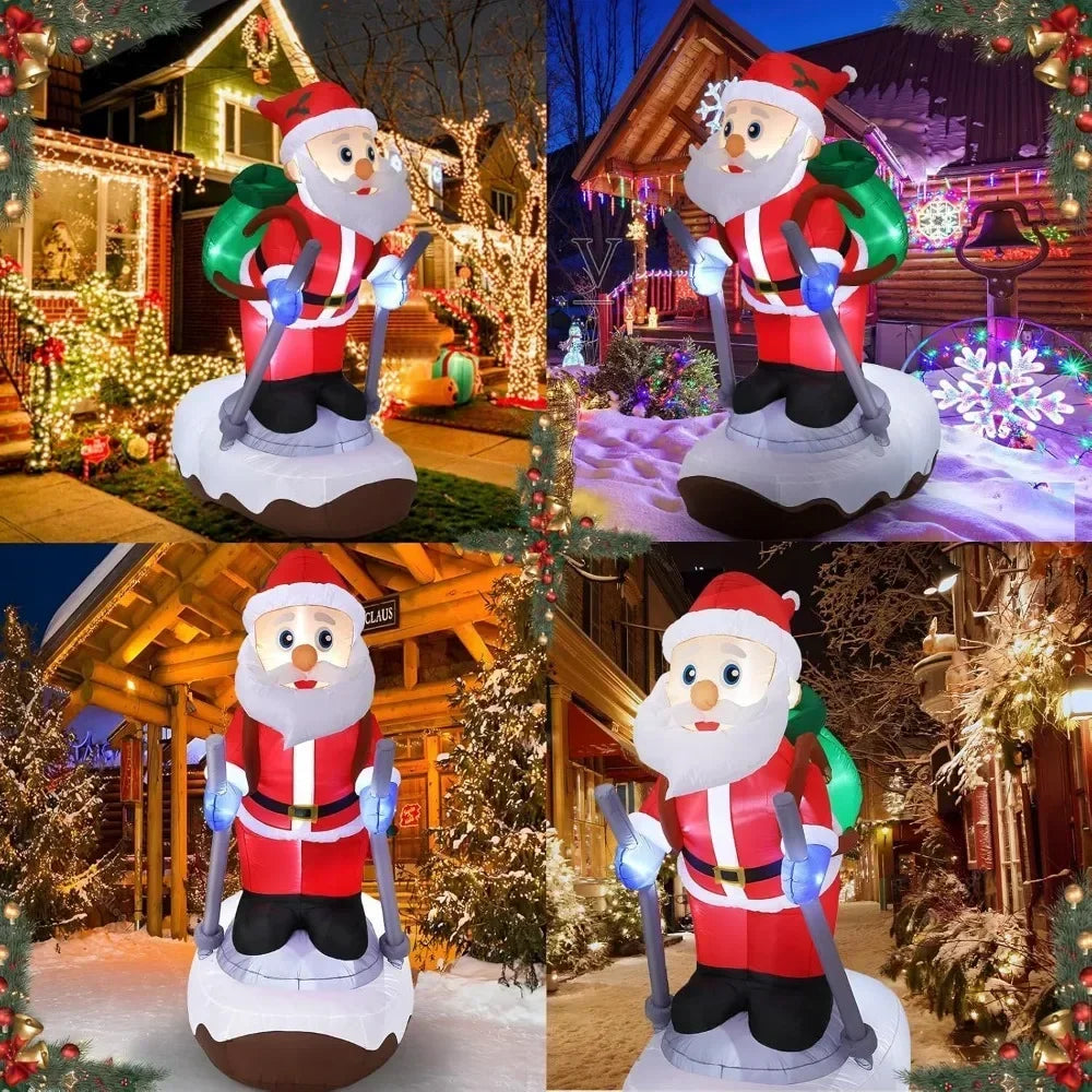 9.25 FT Outdoor Decoration, Giant Inflatable Toy Santa Claus with Gift Built-in LED Christmas Inflatable Toy Decoration