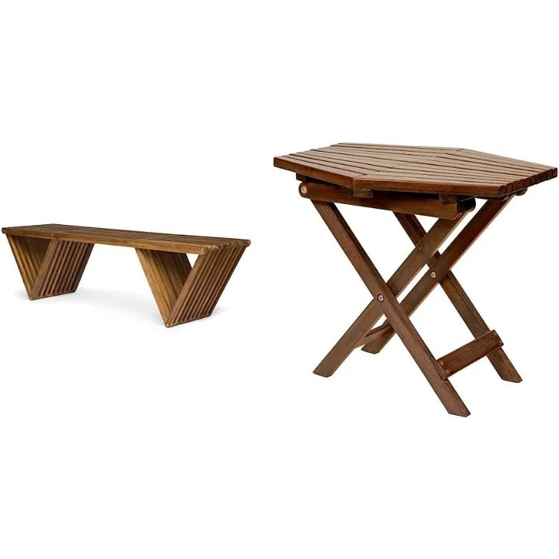 Esme Outdoor Acacia Wood Bench, Teak Finish