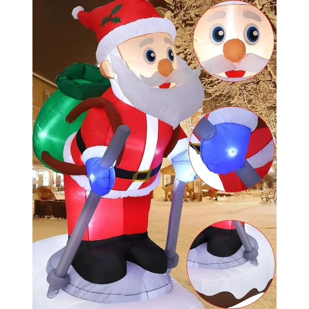 9.25 FT Outdoor Decoration, Giant Inflatable Toy Santa Claus with Gift Built-in LED Christmas Inflatable Toy Decoration