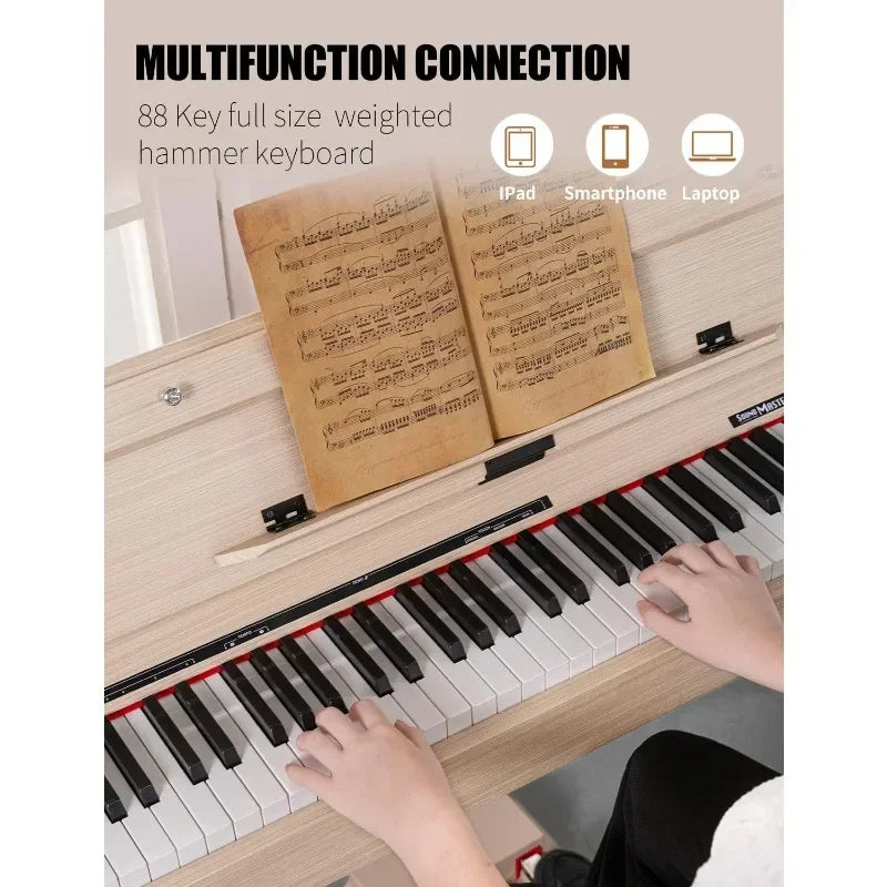 88 Key Weighted Home Digital Piano Wooden Desk Electric Piano Transforms Progressive Hammer-Action Keyboard Perfect Beginners