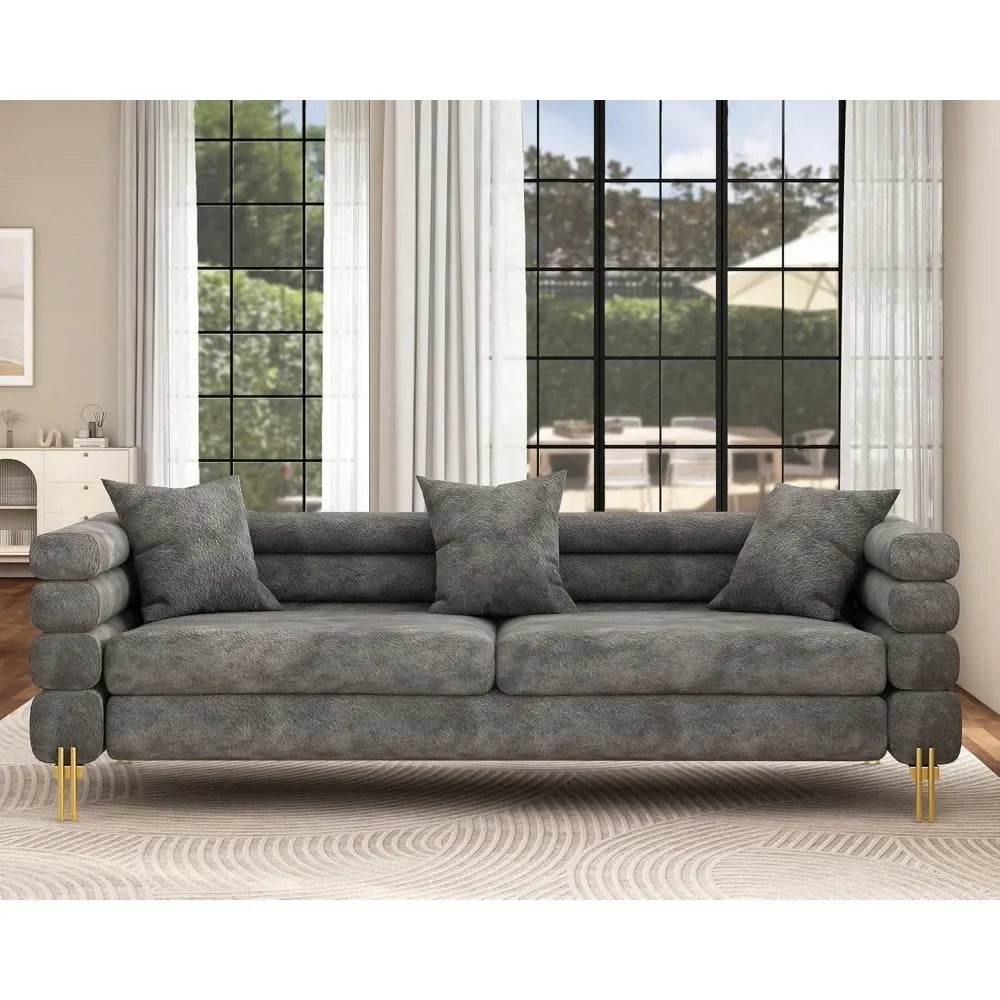 Oversized Sofa - 85 inch Sofas Couch, 3 Seater Comfy Deep Seat Sofa for Living Room ,Extra Deep Seat & Ergonomics Design- Grey