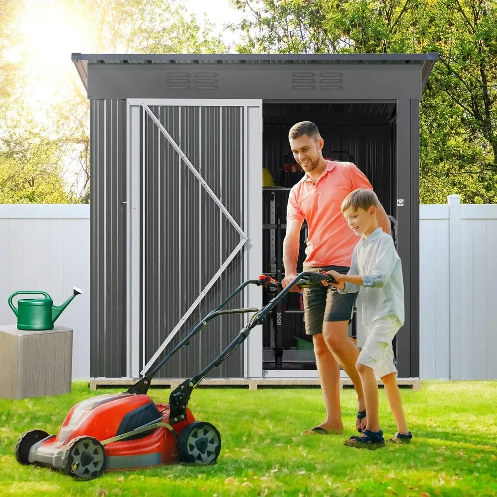 Outdoor Storage Shed 5x3FT, Heavy Duty Metal Tool Sheds Storage House with Lockable Door & Air Vent for Garden, Patio.