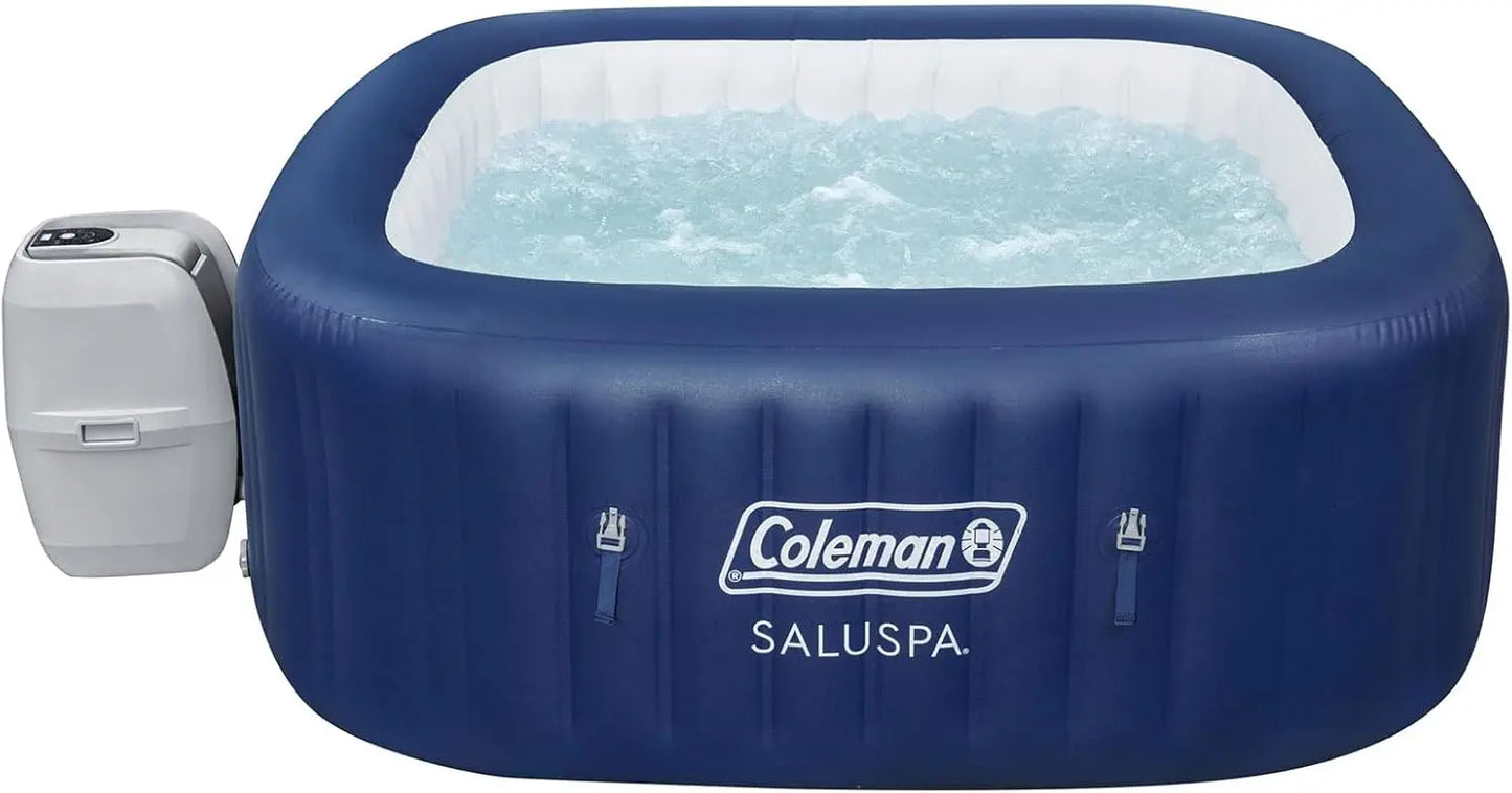 Coleman SaluSpa Atlantis AirJet 4 to 6 Person Inflatable Hot Tub Square Portable Outdoor Spa with 140 Soothing Jets with Cover