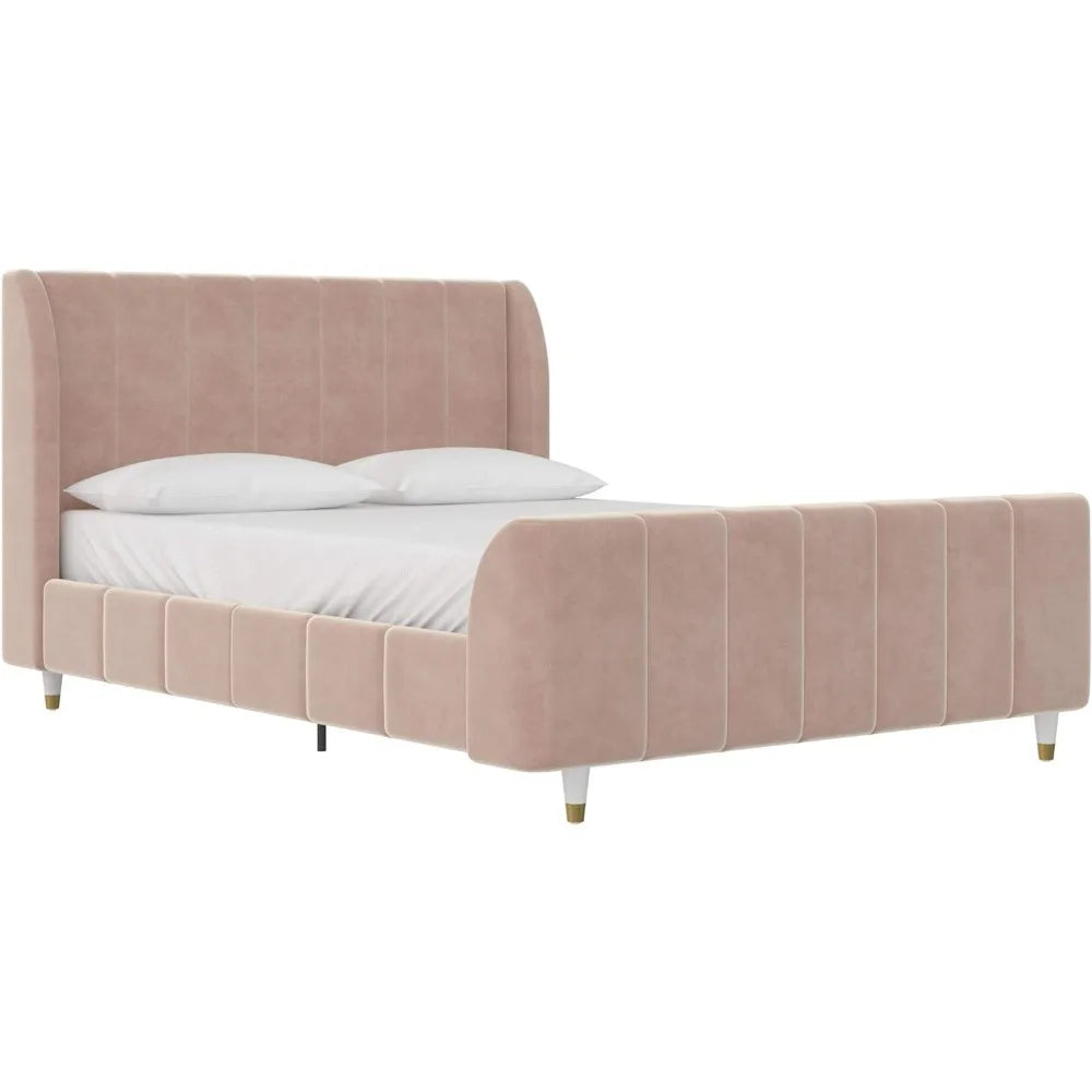 Valentina Upholstered Bed, Full, Pink